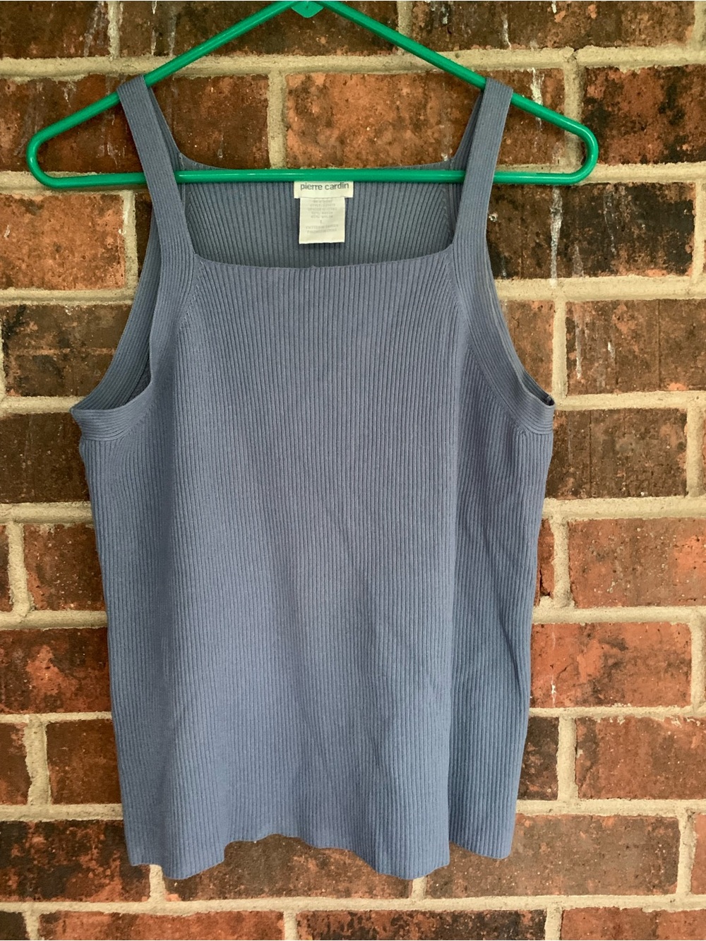 Pierre Cardin Slate Blue Ribbed Square Neck Tank Top